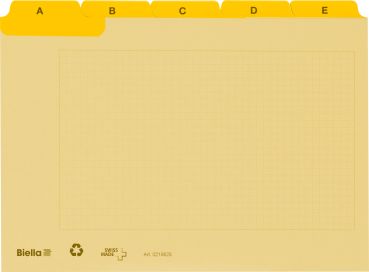 BIELLA Kartei-Leitkarten A7 21972520U gelb,A-Z,verstärkt,25-teilig