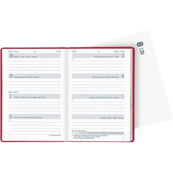 BIELLA Taschenagenda Mittelformat2024 22301450024U rot, 3½T/S, 7,6x11cm, d/f/i/e