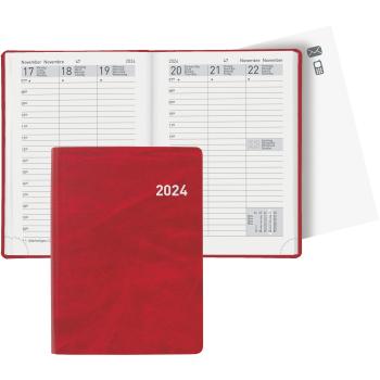 BIELLA Taschenagenda Rex 2024 25301450024U rot, 1W/2S, 10,1x14,2cm