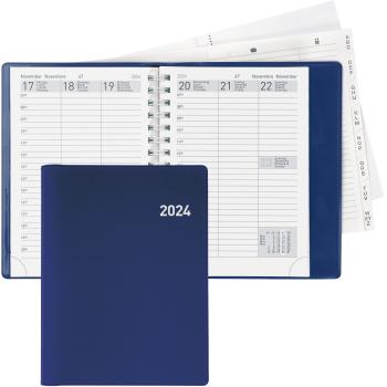 BIELLA Taschenagenda Rex Wire-O 2024 25773050024U blau, 1W/2S, 10,1x14,2cm