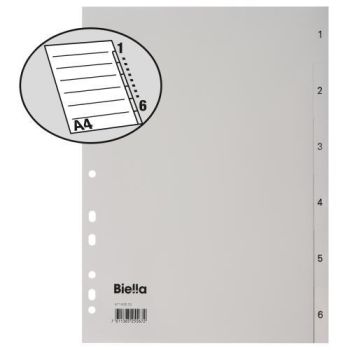 BIELLA Register PP grau A4 47140600U 1-6, Vollformat