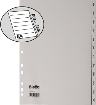 BIELLA Register PP grau A4 47141390U Jan.-Dez., deutsch