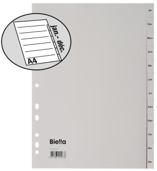 BIELLA Register PP grau A4 47141391U Jan.-Dez., französisch