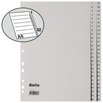 BIELLA Register PP grau A4 47145200U 1-52, Vollformat