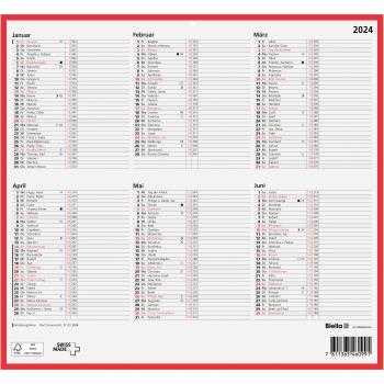 BIELLA Tafelkalender 2024 60013000024U ½J/S, 32x29,7cm, dt.