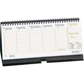 BRUNNEN Querterminkalender Aufs. 2024 1087060904 schwarz d/f/i/e 2S/1W 28x12cm