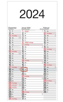 BÜHNER 3-Monatskalender ms. 2024 M3TE-R-BLOCK FSC 30x45cm