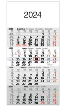 BÜHNER 4-Monatskalender ms. 2024 M4MF-R-BLOCK-FSC 30x45cm