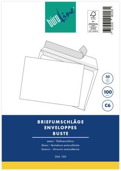 BÜROLINE Couvert o/Fenster C6 104585 100g, weiss 50 Stück