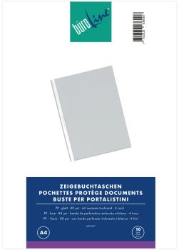 BÜROLINE Zeigetaschen PP 80 my A4 620247 transparent, glatt 10 Stück