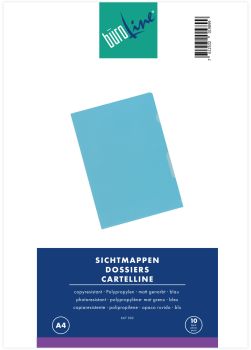 BÜROLINE Sichtmappen PP A4 667302 blau, matt 10 Stück