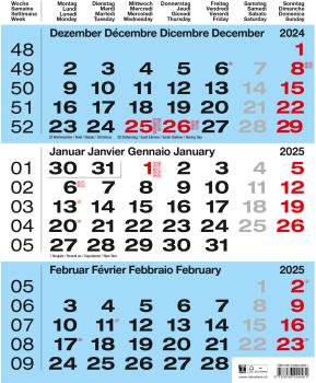 CALENDARIA 3-Monats-Wandkalender 2025 783036204581 blau 31x40cm