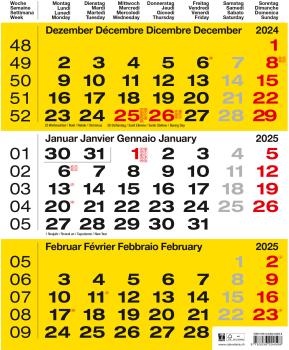 CALENDARIA 3-Monats-Wandkalender 2025 783036204598 gelb 31x40cm