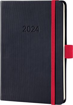 CONCEPTUM Wochenkalender EN 2024 C2409 black-red, 2S/1W, HC, ca. A5