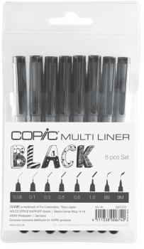 COPIC Multiliner 2207510 Set schwarz, 8 Stück