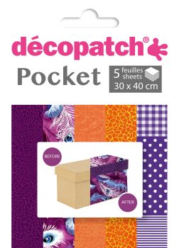 DECOPATCH Papier Pocket Nr. 7 DP007O 5 Blatt à 30x40cm