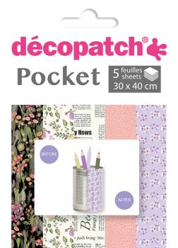 DECOPATCH Papier Pocket Nr. 16 DP016O 5 Blatt à 30x40cm