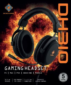 DELTACO Stereo Gaming Headset DH310 GAM-030 with LED, black