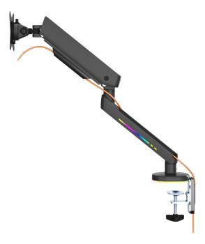 DELTACO RGB Single Monitor Arm GAM-134 remote Ctrl. Black