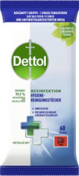 DETTOL Hygiene Reinigungstücher 3193971 neutraler Duft 60 Stück