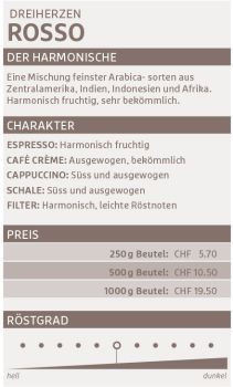 DREIHERZEN Bohnenkaffee 1kg 11141 Rosso