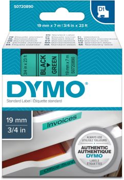 DYMO Schriftband D1 S0720890 schwarz/grün 19mm/7m