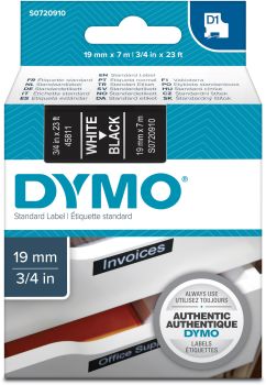 DYMO Schriftband D1 weiss/schwarz S0720910 19mm/7m