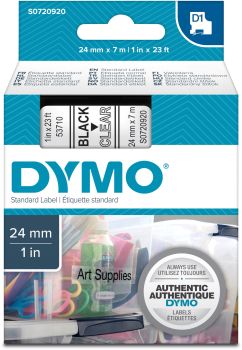 DYMO Schriftband D1 S0720920 schwarz/transp. 24mm/7m