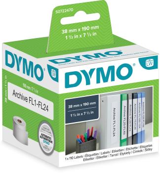 DYMO Etikettenrollen 38x190mm S0722470 weiss, perm. 110 Stück