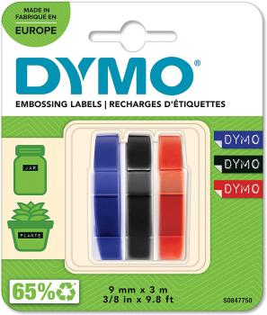 DYMO 3D-Prägeband 9mmx3m S0847750 blau, schwarz, rot 3 Stück