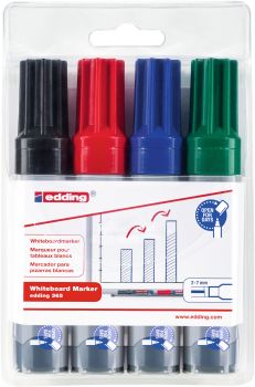 EDDING Whiteboard Marker 365 2-7mm 365-E4 schwarz,rot,blau,grün 4 Stk.