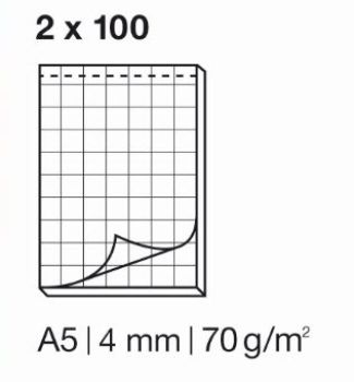 ELCO Notizblock kariert 4mm A5 74430.17 weiss, 70gm2 2x100 Blatt