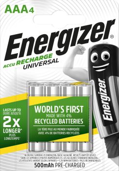 ENERGIZER Batterie Akku E301375702 AAA/HR03, 500mAh, 4 Stück