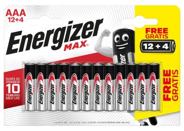 ENERGIZER Batterien Max AAA 1.5V E301532500 Blister 12+4 Stück