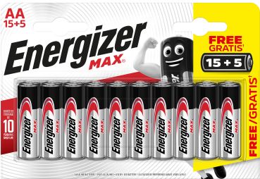 ENERGIZER Batterie Max E301534900 AA/LR06 15 + 5 Stk.