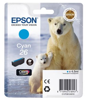 EPSON Tintenpatrone cyan T261240 XP 700/800 300 Seiten