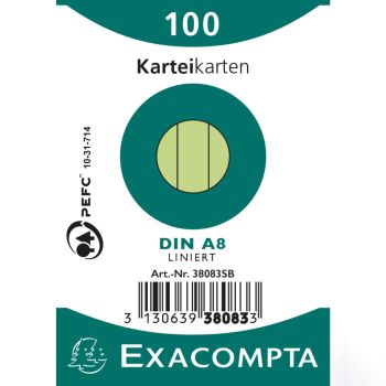 EXACOMPTA Karteikarten A8 38083SB grün liniert 100 Stk.