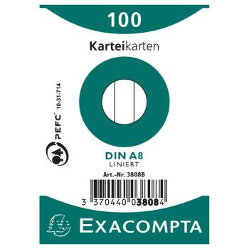 EXACOMPTA Karteikarten A8 3808B liniert 100 Stk.