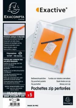 EXACOMPTA Dokumententasche mit Zip A4 57334E 5 Stück, transparent