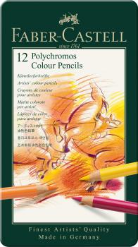 FABER-CASTELL Farbstift Polychromos 110012 12er Metalletui