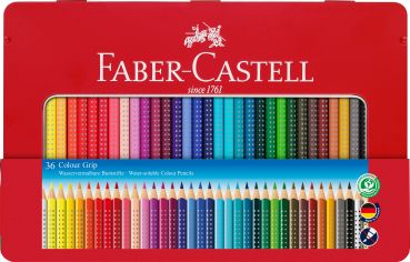 FABER-CASTELL Farbstifte Colour Grip 112435 36 Farben Metalletui