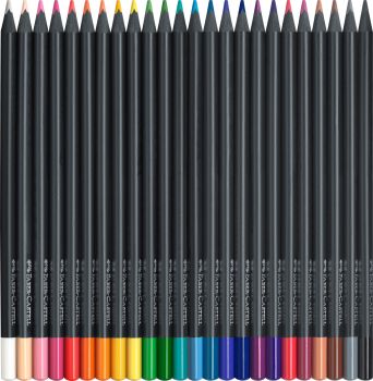 FABER-CASTELL Farbstifte Black Edition 116424 neon Farben ass. 24 Stück