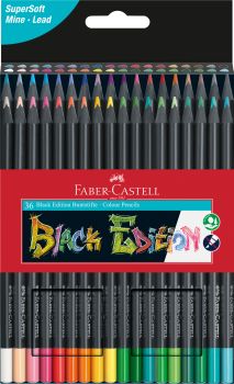 FABER-CASTELL Farbstifte Black Edition 116436 neon Farben ass. 36 Stück