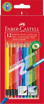 FABER-CASTELL Radierbare Farbstifte 116612 sechskant, 12 Farben