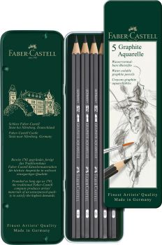 FABER-CASTELL Graphite Aquarelle Bleistift 117805 Metalletui 5 Stück