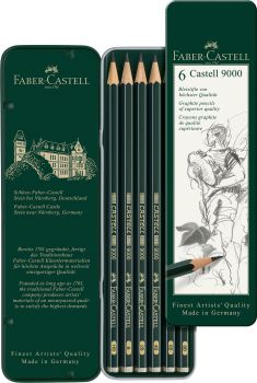 FABER-CASTELL Bleistift CASTELL 9000 119063 Metalletui 6 Stück