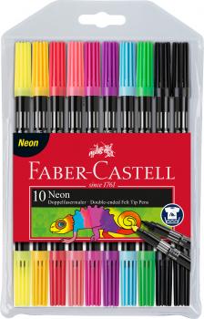 FABER-CASTELL Doppelfasermaler 0,5mm/1,5mm 151109 neon, assortiert 10 Stück