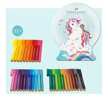 FABER-CASTELL Filtzstift Connector 155544 33 Farben, Koffer Einhorn Edit