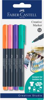 FABER-CASTELL Creative Marker 1-3mm 160704 assortiert 4 Stück