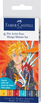 FABER-CASTELL Pitt Artist Pen Manga Shônen 167157 diverse Farben 6 Stück